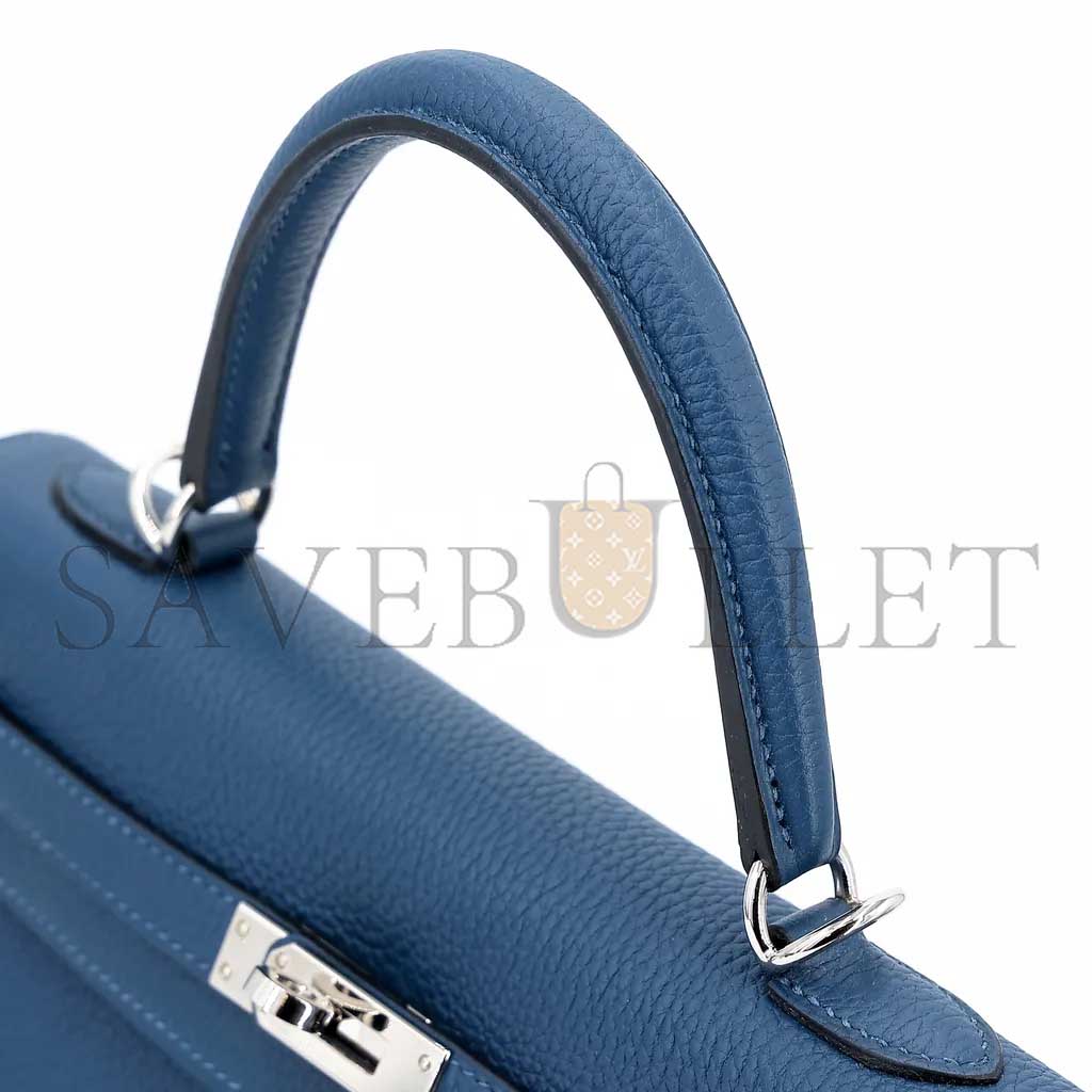 HERMÈS MASTER KELLY 25 DARK BLUE TOGO CALFSKIN SILVER BUCKLE (25*17*7cm) 